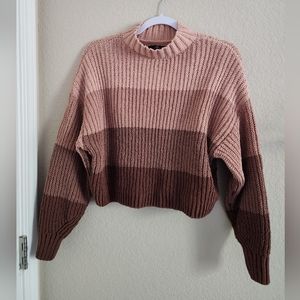 Nude pink brown knitted cropped sweater